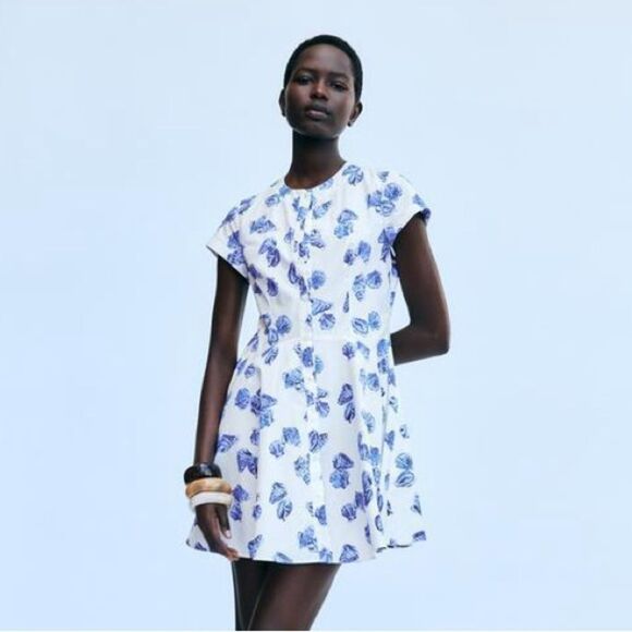Zara Short Poplin Printed Dress - Picture 6 of 6